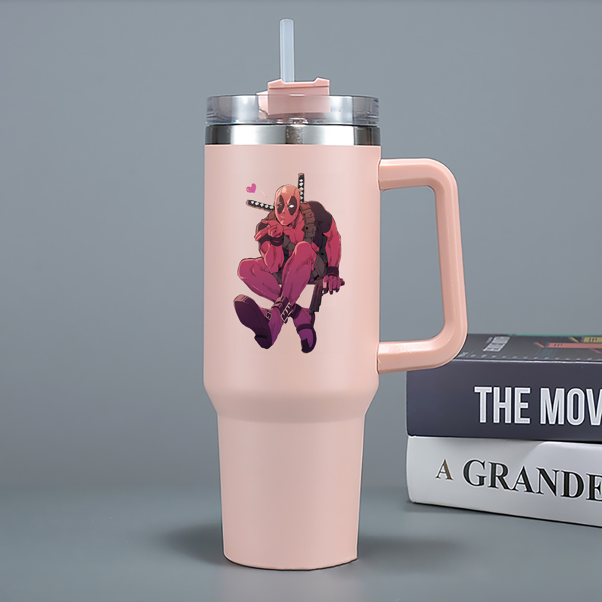（画像用） Deadpool デッドプール 1200mL車用タンブラー - クリスタルステッカー（プラスチックストロー付き）